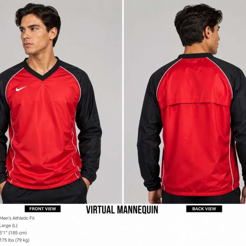 Nike V-Neck Windbreaker Size L Red Black Athletic Pullover